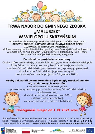 Nabór do Gminnego Żłobka "Maluszek" w Wielopolu Skrzyńskim