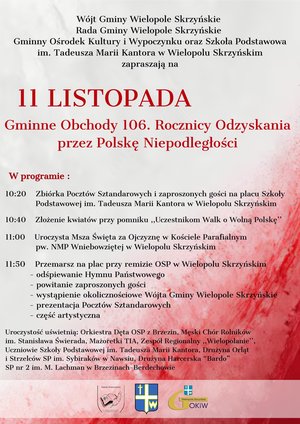 GMINNE OBCHODY 106 ROCZNICY ODZYSKANIA PRZEZ POLSKĘ NIEPODLEGŁOŚCI