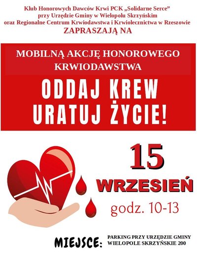 Akcja Honorowego Oddawania Krwi w Wielopolu Skrzyńskim -      15 września 2024 r.