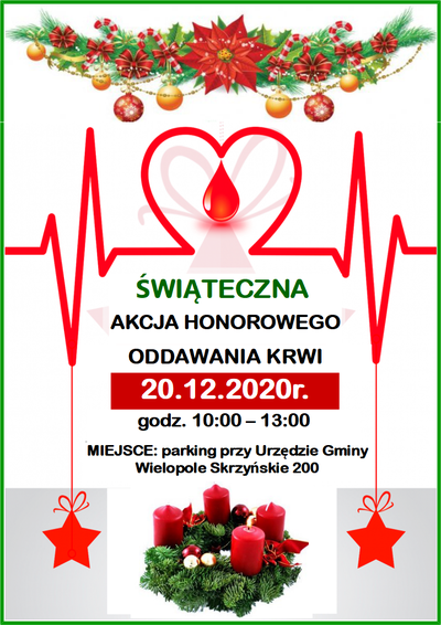 Akcja Honorowego Oddawania Krwi - 20 grudnia 2020 r.