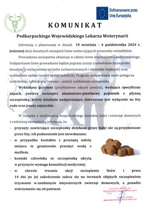 Komunikat Podkarpackiego Wojewódzkiego Lekarza Weterynarii