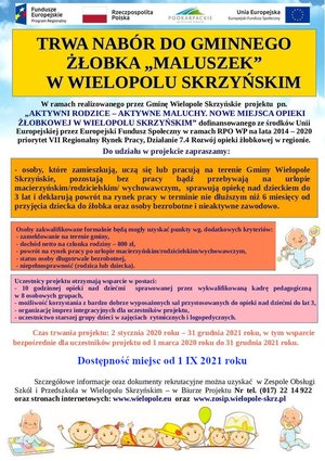 Aktywni Rodzice - Aktywne Maluchy. Nowe Miejsca Opieki Żłobkowej w Wielopolu Skrzyńskim