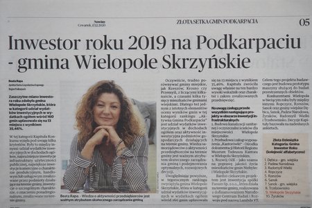 Gmina Wielopole Skrzyńskie nagrodzona w rankingu Złota Setka Gmin Podkarpacia