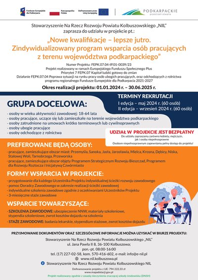 Nowe kwalifikacje – lepsze jutro. Zindywidualizowany program wsparcia osób pracujących z terenu województwa podkarpackiego