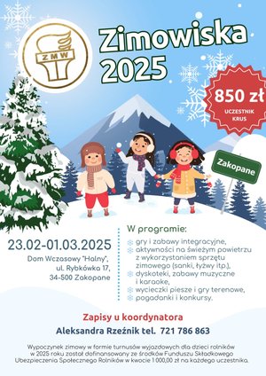 Zimowisko 2025 – wypoczynek dla dzieci rolników!