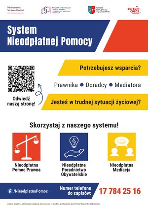 Nieodpłatna pomoc prawna, nieodpłatne poradnictwo obywatelskie oraz nieodpłatne mediacje