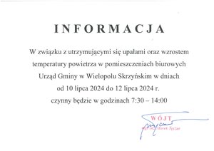 Skrócony czas pracy Urzędu Gminy