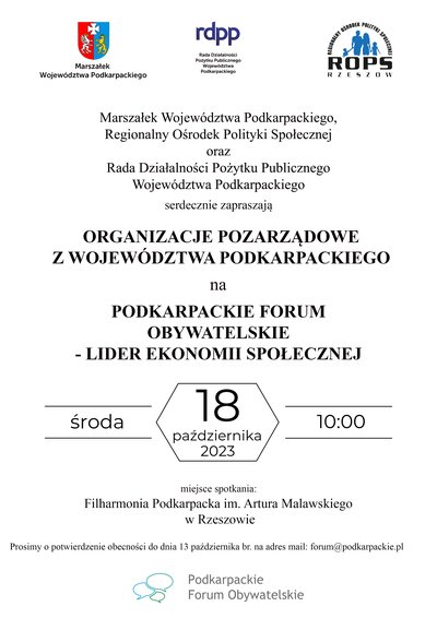 Podkarpackie Forum Obywatelskie – Lider Ekonomii Społecznej 2023